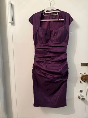 JAX Deep Purple Ruched Midi Dress
